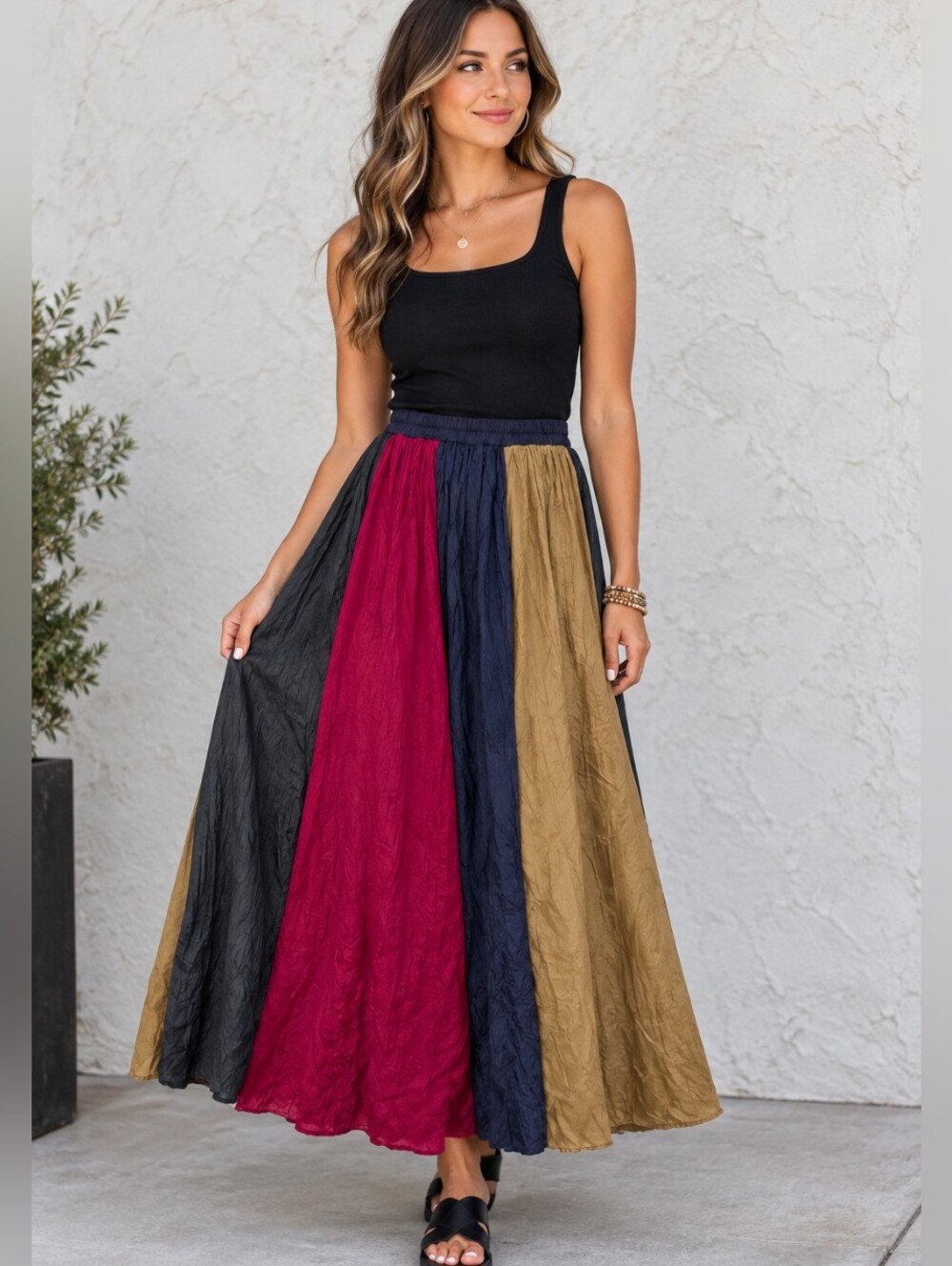 Vintage Circle T Multicolor Pull On Maxi Skirt Women's Medium